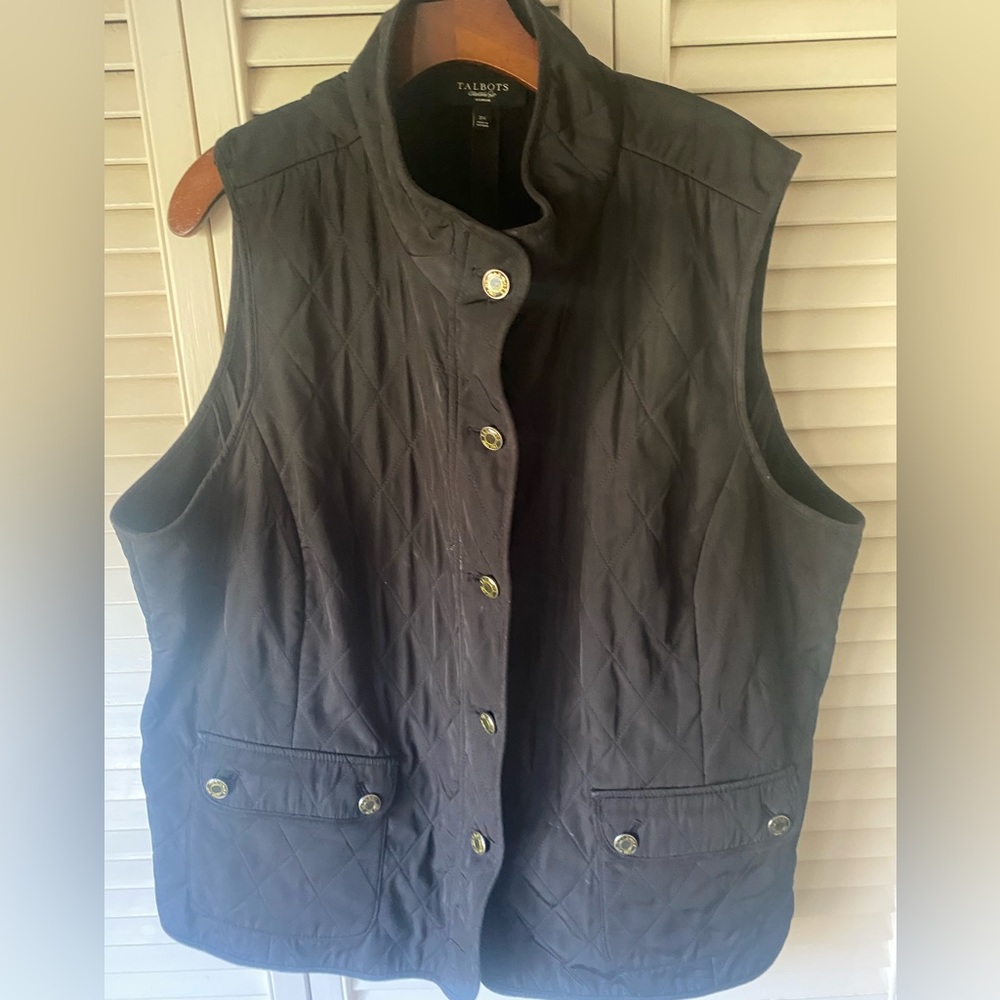 TALBOTS WOMAN FLEECE INSULATED VEST 3X BLACK